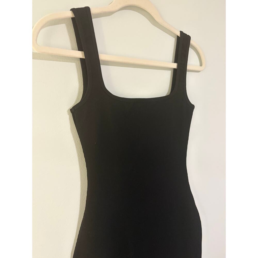 MESHKI Black Ribbed Bodycon Mini Dress Women's Small Square Neck - Picture 8 of 8